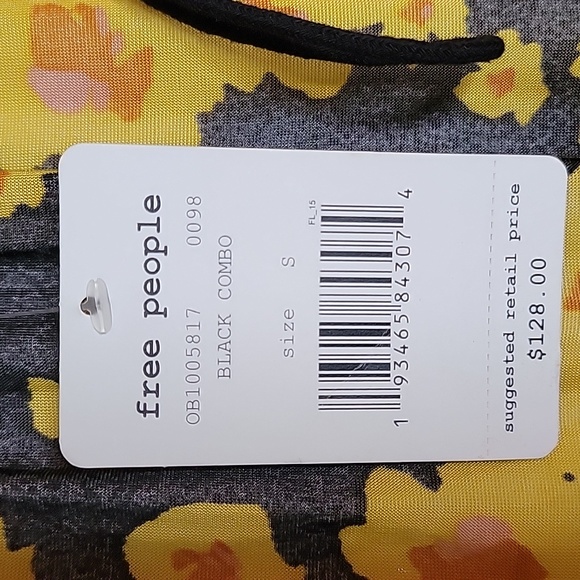 NWT Free People yellow black balloon sleeve love letter hi/low tunic dress - Picture 9 of 13